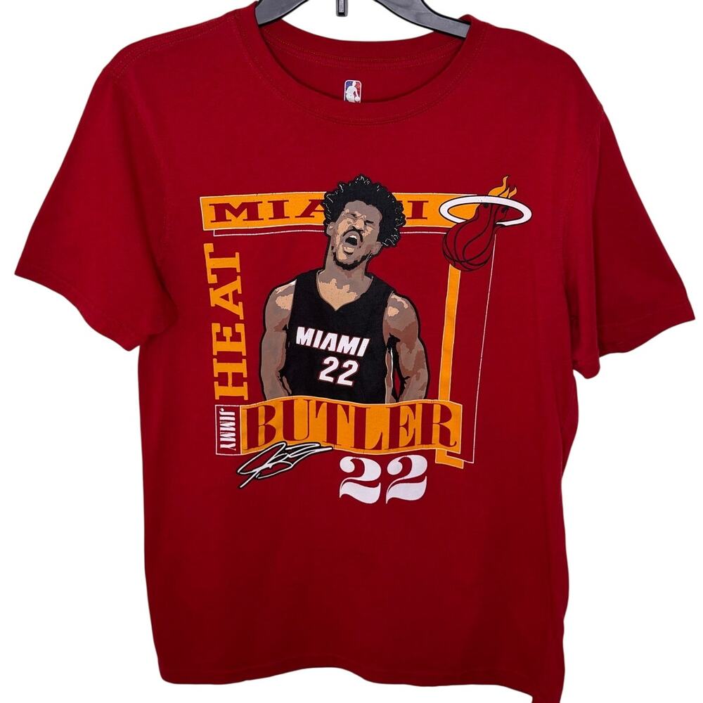 NBA Miami Heat Jimmy Butler mens short sleeve Red Crew neck T-Shirt size Medium